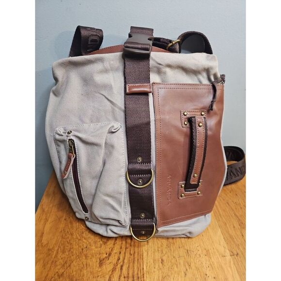 ANVÄNDA Stockholm A GREAT FREAKIN' BAG  Gray Brown Shoulder Straps Pockets - Picture 1 of 13